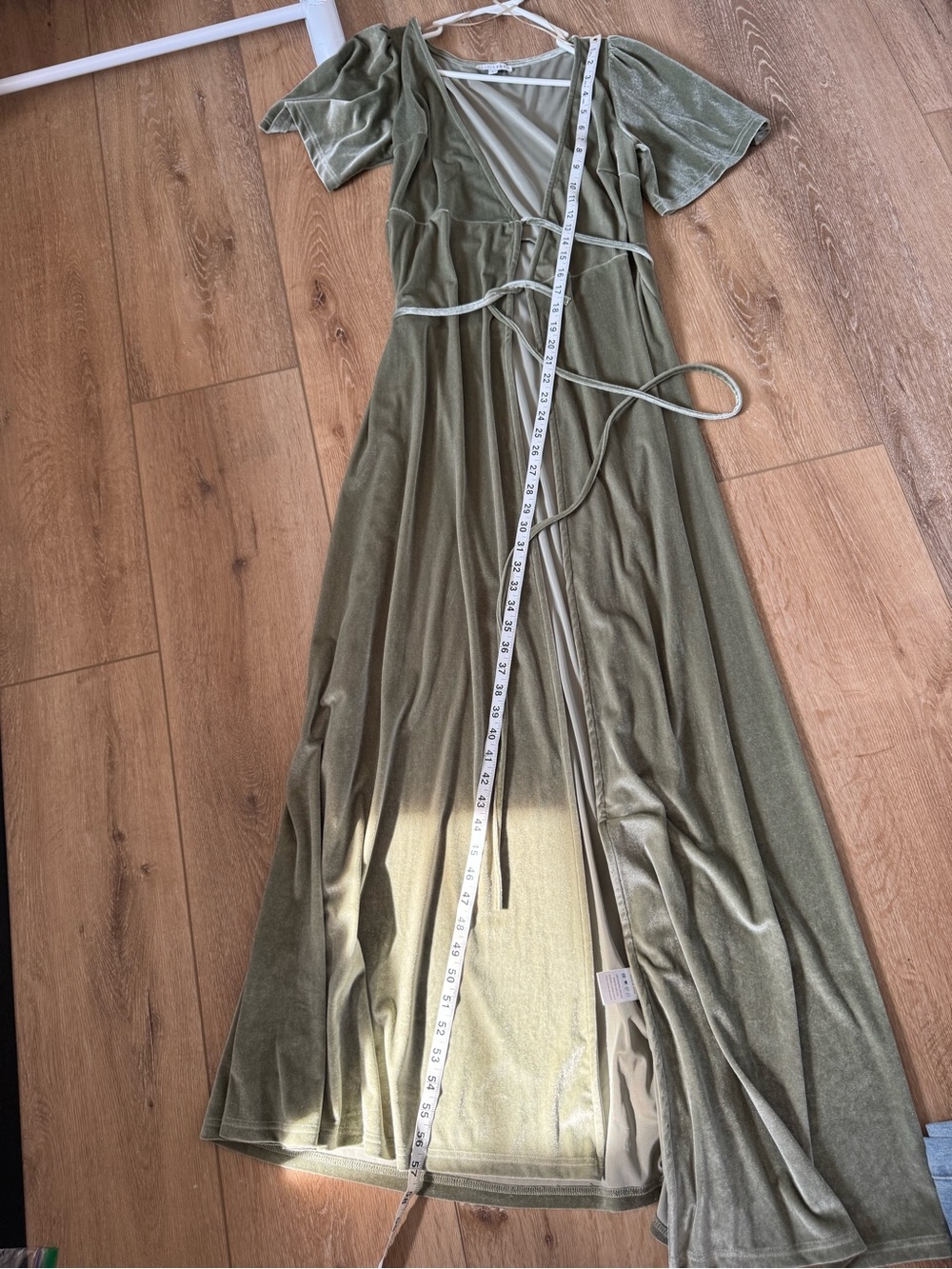 Baltic Born Meghan Velvet Dress Women Green Tru Wrap Maxi Soft Size Small - Picture 7 of 7
